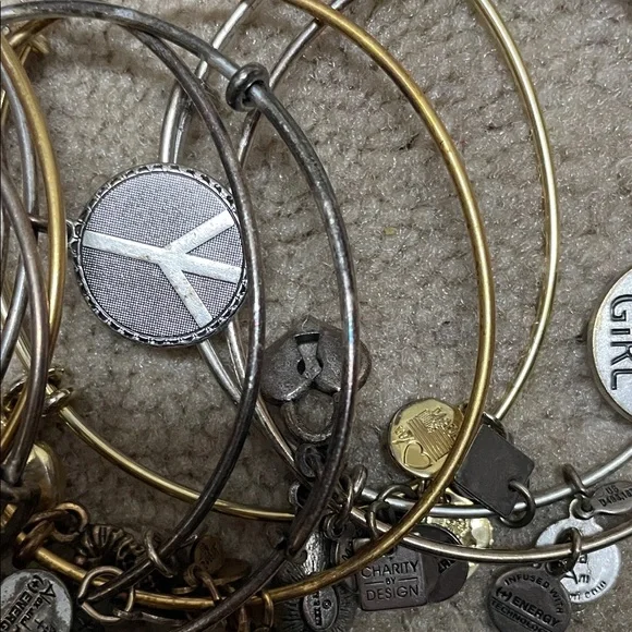 14 Alex and Ani assortment Stack of Mixed Metal Charm Bangle Bracelets - Picture 6 of 15